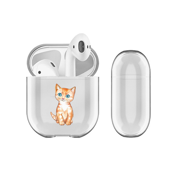 Micklyn Le Feuvre Animals Ginger Kitten Clear Hard Crystal Cover Case for Apple AirPods 1 1st Gen / 2 2nd Gen Charging Case