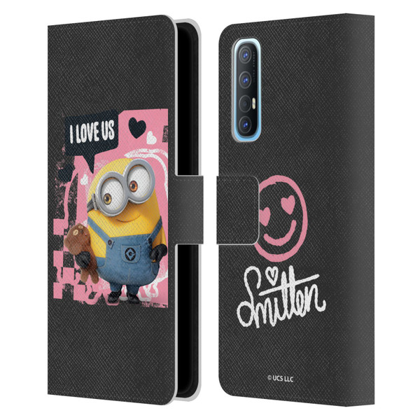 Minions Rise of Gru(2021) Valentines 2021 Bob Loves Bear Leather Book Wallet Case Cover For OPPO Find X2 Neo 5G