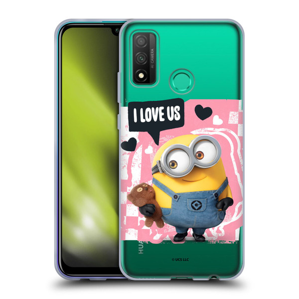 Minions Rise of Gru(2021) Valentines 2021 Bob Loves Bear Soft Gel Case for Huawei P Smart (2020)