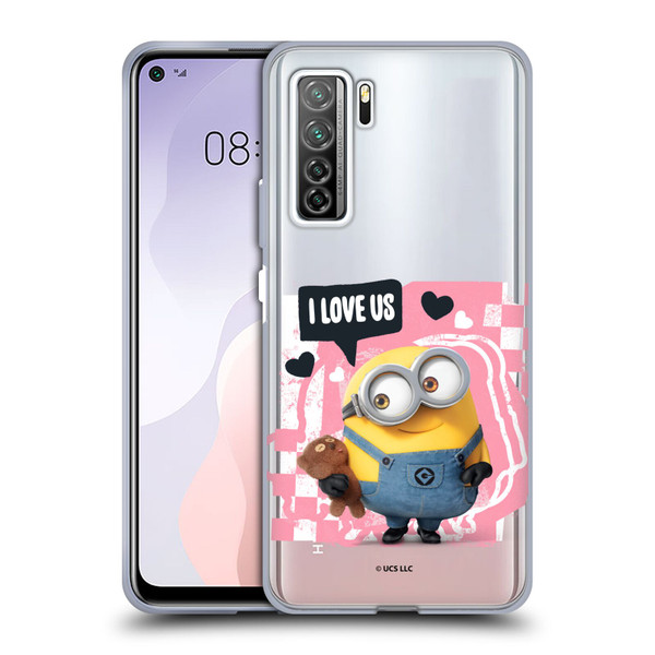 Minions Rise of Gru(2021) Valentines 2021 Bob Loves Bear Soft Gel Case for Huawei Nova 7 SE/P40 Lite 5G