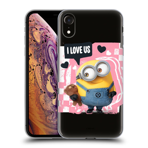 Minions Rise of Gru(2021) Valentines 2021 Bob Loves Bear Soft Gel Case for Apple iPhone XR