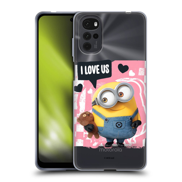 Minions Rise of Gru(2021) Valentines 2021 Bob Loves Bear Soft Gel Case for Motorola Moto G22