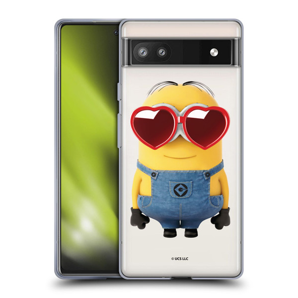 Minions Rise of Gru(2021) Valentines 2021 Heart Glasses Soft Gel Case for Google Pixel 6a