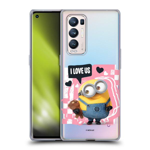 Minions Rise of Gru(2021) Valentines 2021 Bob Loves Bear Soft Gel Case for OPPO Find X3 Neo / Reno5 Pro+ 5G