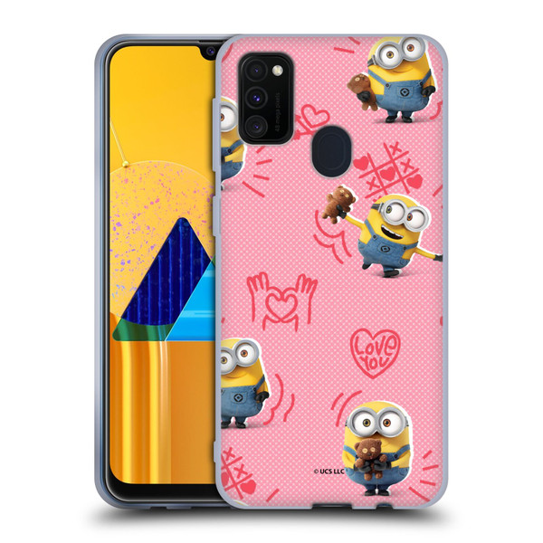 Minions Rise of Gru(2021) Valentines 2021 Bob Pattern Soft Gel Case for Samsung Galaxy M30s (2019)/M21 (2020)