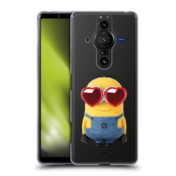 Minions Rise of Gru(2021) Valentines 2021 Heart Glasses Soft Gel Case for Sony Xperia Pro-I