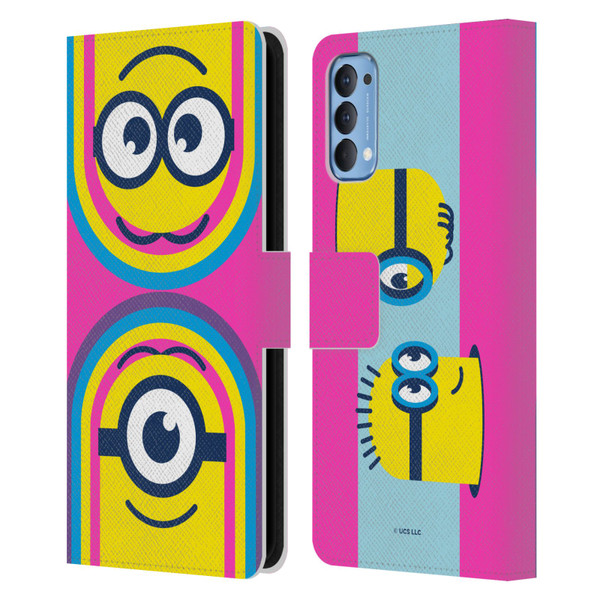 Minions Rise of Gru(2021) Day Tripper Face Leather Book Wallet Case Cover For OPPO Reno 4 5G