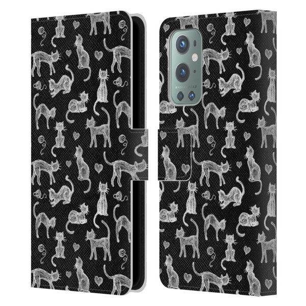 Micklyn Le Feuvre Animals Teachers Pet Chalkboard Cats Leather Book Wallet Case Cover For OnePlus 9