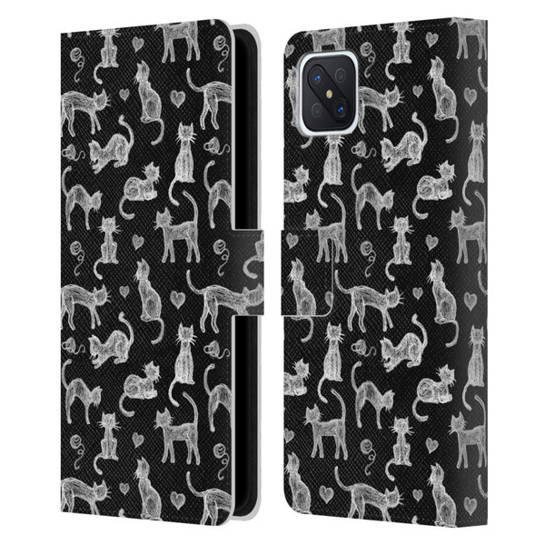 Micklyn Le Feuvre Animals Teachers Pet Chalkboard Cats Leather Book Wallet Case Cover For OPPO Reno4 Z 5G