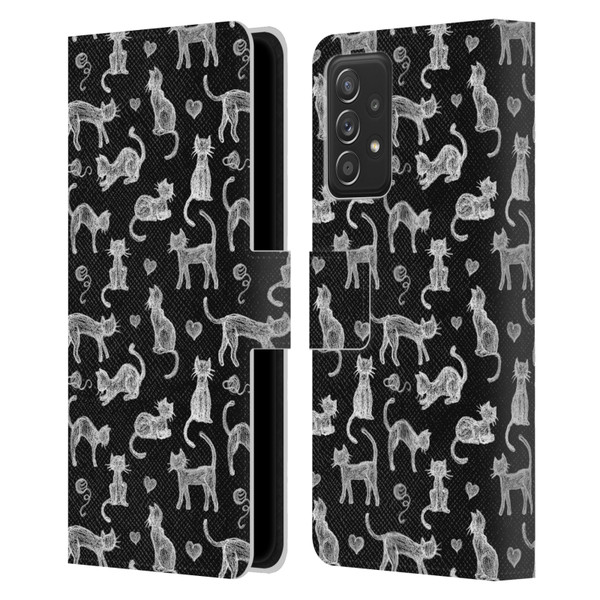 Micklyn Le Feuvre Animals Teachers Pet Chalkboard Cats Leather Book Wallet Case Cover For Samsung Galaxy A52 / A52s / 5G (2021)
