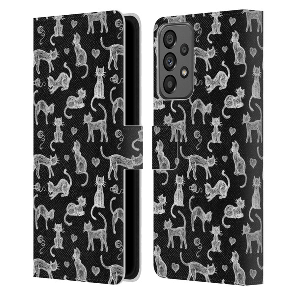 Micklyn Le Feuvre Animals Teachers Pet Chalkboard Cats Leather Book Wallet Case Cover For Samsung Galaxy A73 5G (2022)