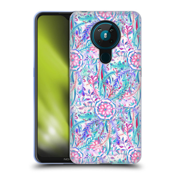 Micklyn Le Feuvre Florals Burst in Pink and Teal Soft Gel Case for Nokia 5.3