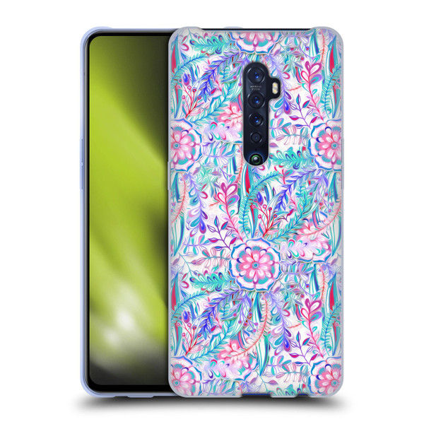 Micklyn Le Feuvre Florals Burst in Pink and Teal Soft Gel Case for OPPO Reno 2