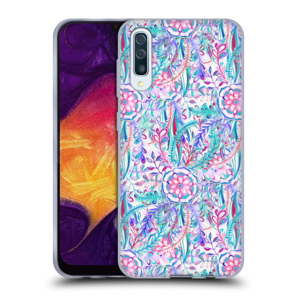 Micklyn Le Feuvre Florals Burst in Pink and Teal Soft Gel Case for Samsung Galaxy A50/A30s (2019)