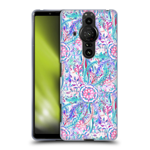 Micklyn Le Feuvre Florals Burst in Pink and Teal Soft Gel Case for Sony Xperia Pro-I