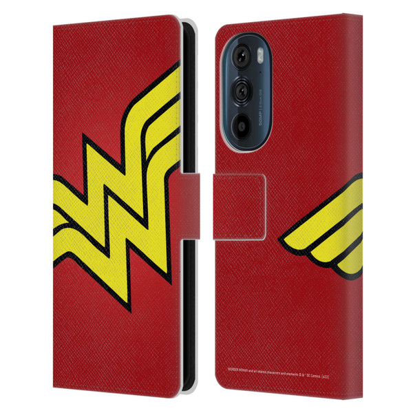Wonder Woman DC Comics Logos Oversized Leather Book Wallet Case Cover For Motorola Edge 30