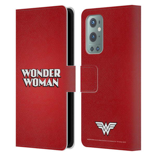 Wonder Woman DC Comics Logos Text Leather Book Wallet Case Cover For OnePlus 9