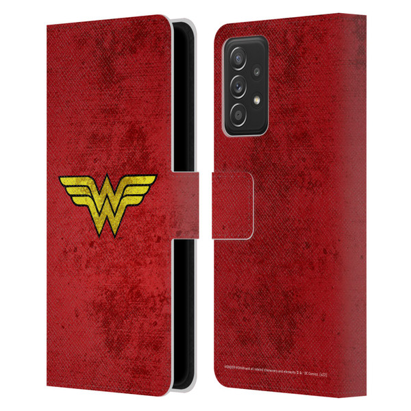 Wonder Woman DC Comics Logos Distressed Leather Book Wallet Case Cover For Samsung Galaxy A53 5G (2022)