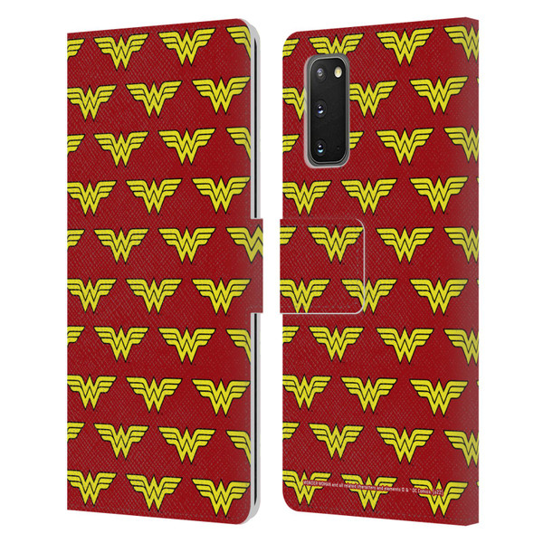 Wonder Woman DC Comics Logos Pattern Leather Book Wallet Case Cover For Samsung Galaxy S20 / S20 5G