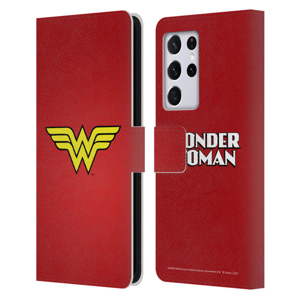 Wonder Woman DC Comics Logos Classic Leather Book Wallet Case Cover For Samsung Galaxy S21 Ultra 5G