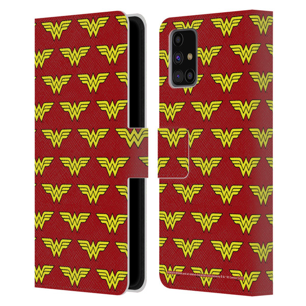 Wonder Woman DC Comics Logos Pattern Leather Book Wallet Case Cover For Samsung Galaxy M31s (2020)