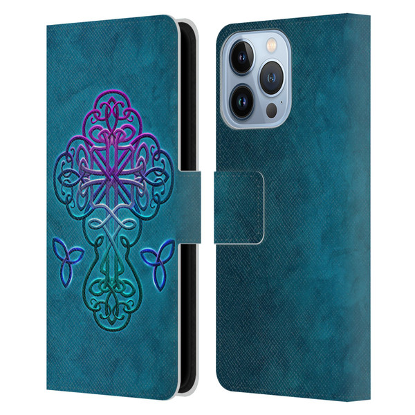 Brigid Ashwood Crosses Celtic Leather Book Wallet Case Cover For Apple iPhone 13 Pro