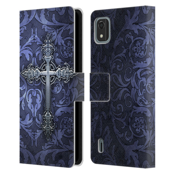 Brigid Ashwood Crosses Gothic Leather Book Wallet Case Cover For Nokia C2 2nd Edition