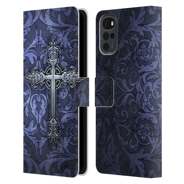 Brigid Ashwood Crosses Gothic Leather Book Wallet Case Cover For Motorola Moto G22