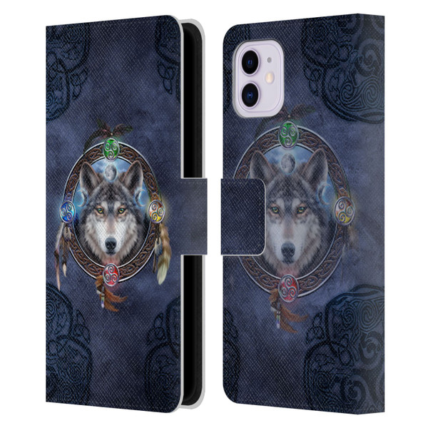 Brigid Ashwood Celtic Wisdom Wolf Guide Leather Book Wallet Case Cover For Apple iPhone 11