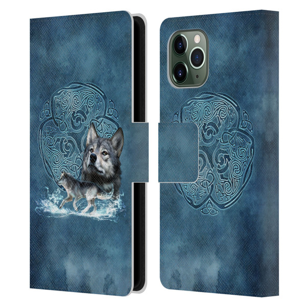 Brigid Ashwood Celtic Wisdom Wolf Leather Book Wallet Case Cover For Apple iPhone 11 Pro