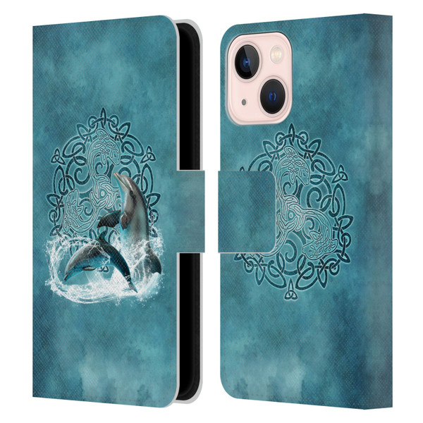 Brigid Ashwood Celtic Wisdom Dolphin Leather Book Wallet Case Cover For Apple iPhone 13 Mini