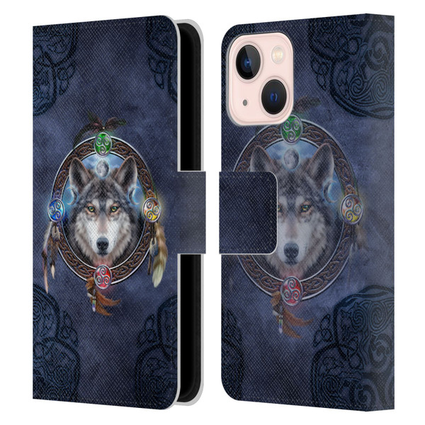 Brigid Ashwood Celtic Wisdom Wolf Guide Leather Book Wallet Case Cover For Apple iPhone 13 Mini