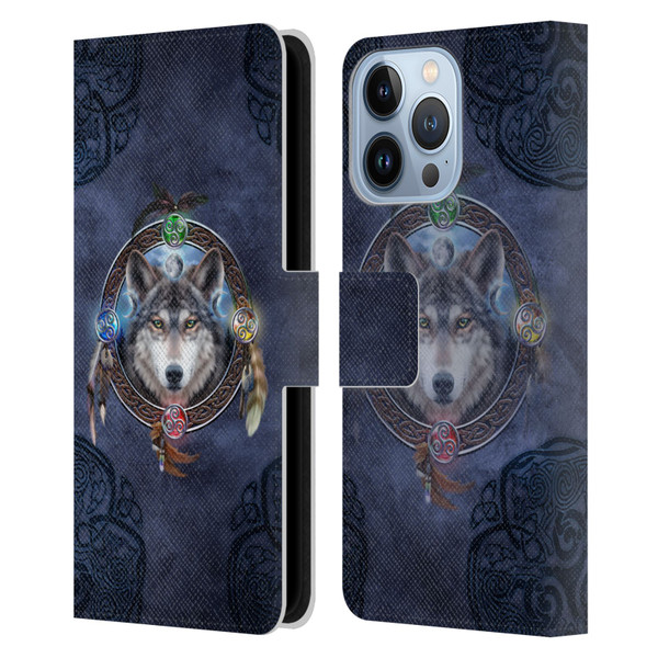 Brigid Ashwood Celtic Wisdom Wolf Guide Leather Book Wallet Case Cover For Apple iPhone 13 Pro