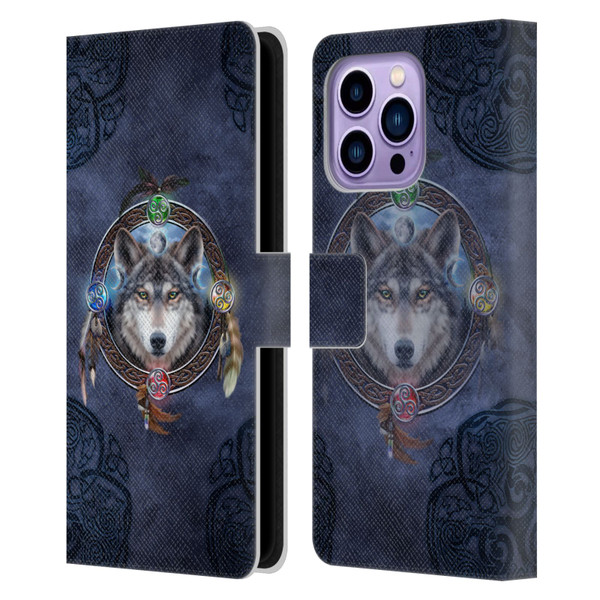 Brigid Ashwood Celtic Wisdom Wolf Guide Leather Book Wallet Case Cover For Apple iPhone 14 Pro Max