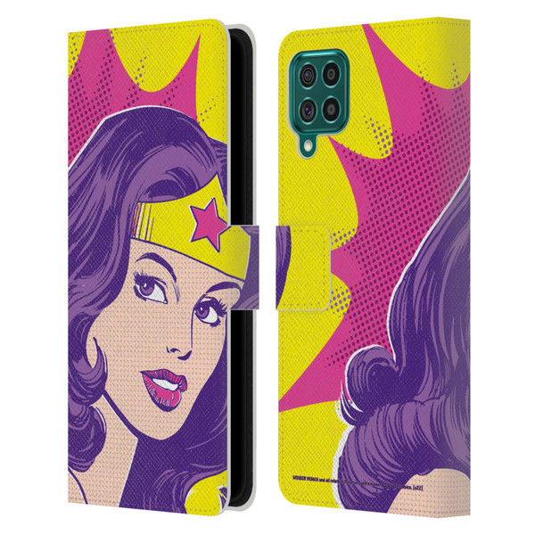 Wonder Woman DC Comics Vintage Art Pop Art Leather Book Wallet Case Cover For Samsung Galaxy F62 (2021)