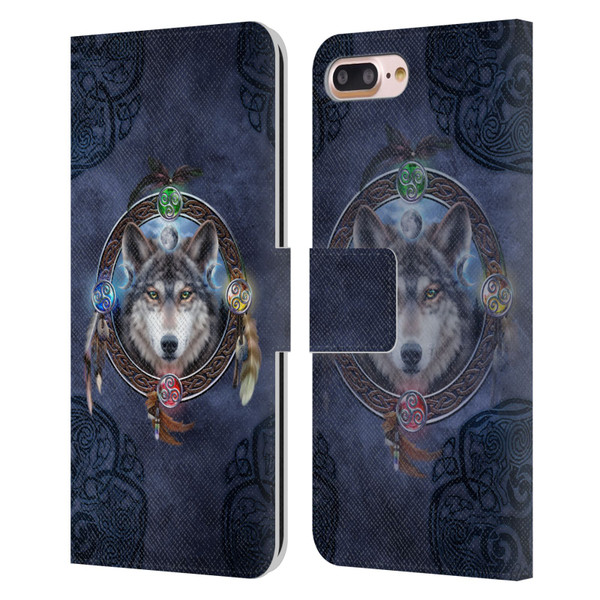 Brigid Ashwood Celtic Wisdom Wolf Guide Leather Book Wallet Case Cover For Apple iPhone 7 Plus / iPhone 8 Plus