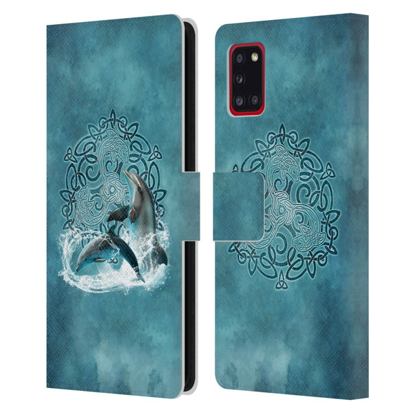 Brigid Ashwood Celtic Wisdom Dolphin Leather Book Wallet Case Cover For Samsung Galaxy A31 (2020)