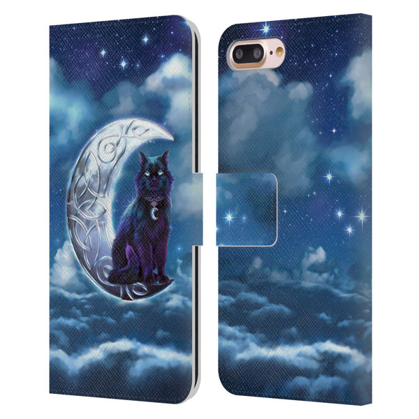 Brigid Ashwood Celtic Wisdom 2 Black Cat Leather Book Wallet Case Cover For Apple iPhone 7 Plus / iPhone 8 Plus