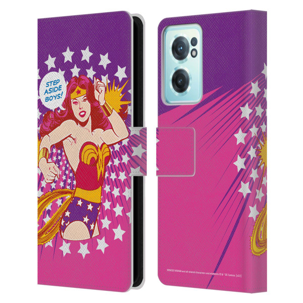 Wonder Woman DC Comics Vintage Art Step Aside Leather Book Wallet Case Cover For OnePlus Nord CE 2 5G