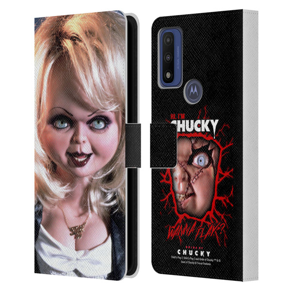 Bride of Chucky Key Art Tiffany Doll Leather Book Wallet Case Cover For Motorola G Pure