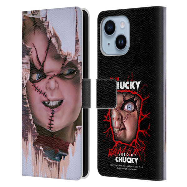 Seed of Chucky Key Art Doll Leather Book Wallet Case Cover For Apple iPhone 14 Plus