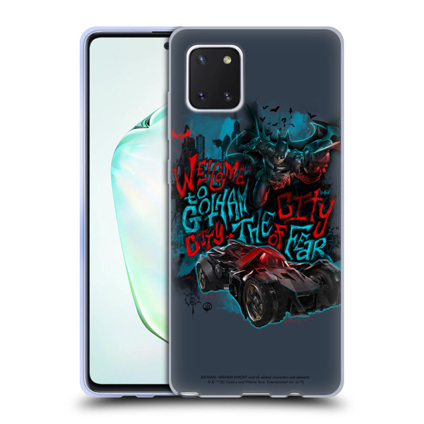Batman Arkham Knight Graphics Welcome To Gotham Soft Gel Case for Samsung Galaxy Note10 Lite
