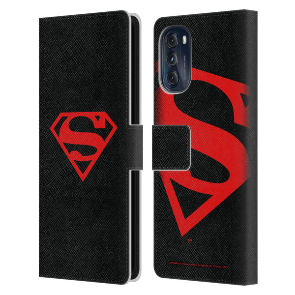 Superman DC Comics Logos Black And Red Leather Book Wallet Case Cover For Motorola Moto G (2022)