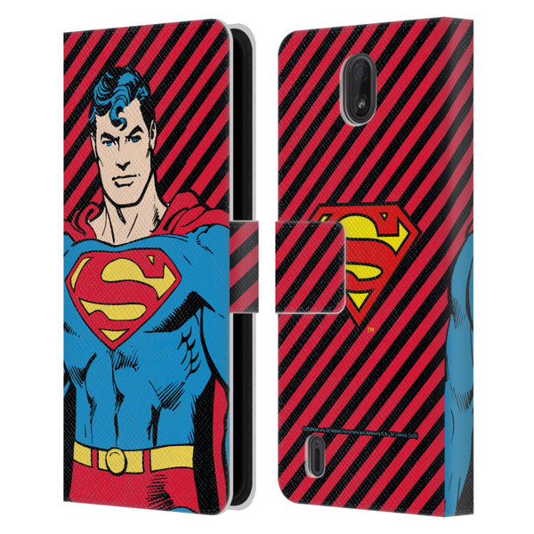 Superman DC Comics Vintage Fashion Stripes Leather Book Wallet Case Cover For Nokia C01 Plus/C1 2nd Edition