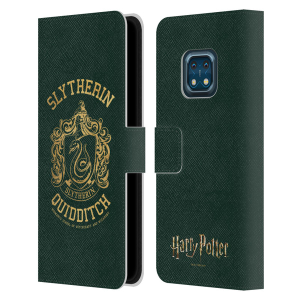 Harry Potter Deathly Hallows X Slytherin Quidditch Leather Book Wallet Case Cover For Nokia XR20