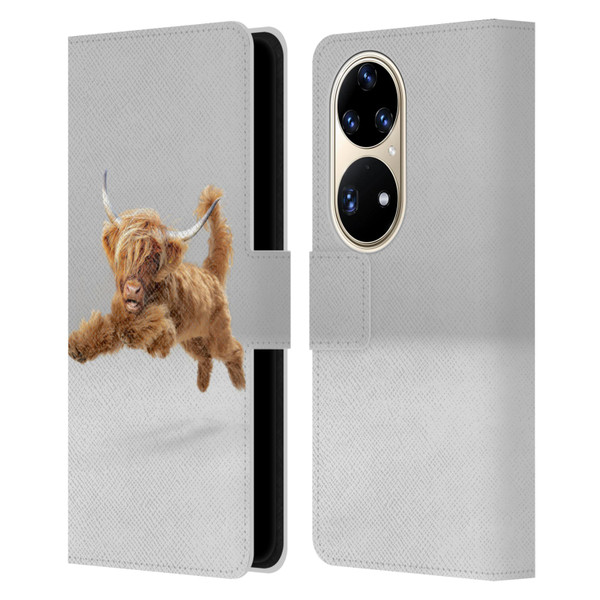 Pixelmated Animals Surreal Pets Highland Pup Leather Book Wallet Case Cover For Huawei P50 Pro