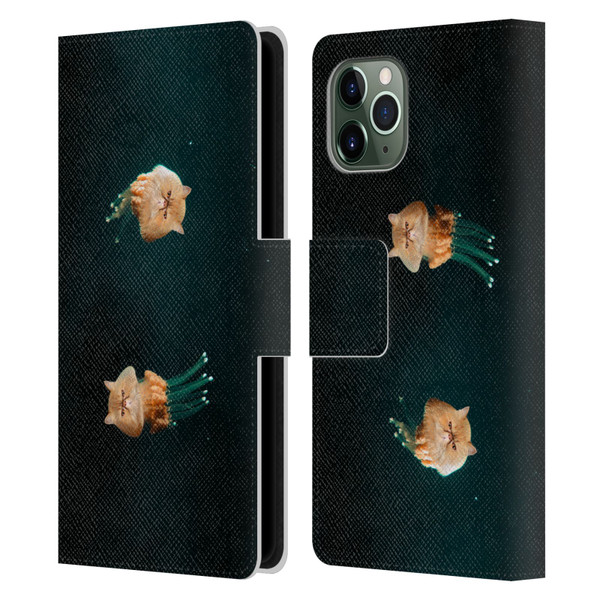 Pixelmated Animals Surreal Pets Jellyfish Cats Leather Book Wallet Case Cover For Apple iPhone 11 Pro