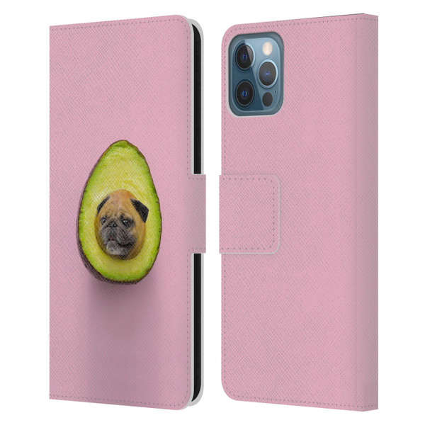 Pixelmated Animals Surreal Pets Pugacado Leather Book Wallet Case Cover For Apple iPhone 12 / iPhone 12 Pro