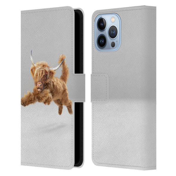 Pixelmated Animals Surreal Pets Highland Pup Leather Book Wallet Case Cover For Apple iPhone 13 Pro Max