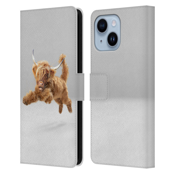 Pixelmated Animals Surreal Pets Highland Pup Leather Book Wallet Case Cover For Apple iPhone 14 Plus
